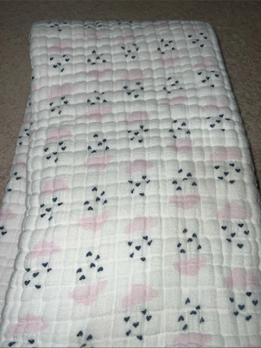 HB Pink clouds raining hearts 100% cotton girls blanket 46x46in